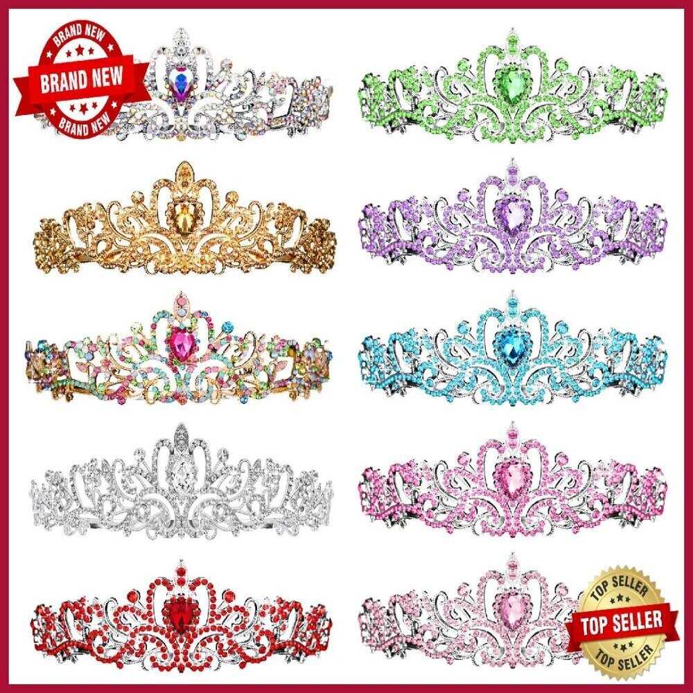 10-Piece Rhinestone Tiara Set with Combs for Parties & Weddings